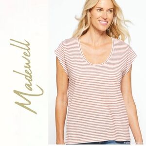 Madewell Linen-Blend U-Scoop Tee Women's T Shirt Antique Cream Xs